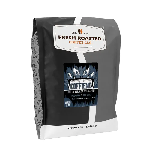 Vista 55 de Fresh Roasted Coffee, Blackbeard's Revenge, 12 onzas, tostado medio, Kosher, grano entero