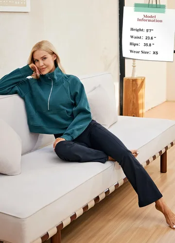 Vista 6 de Willit Pantalones con forro polar para mujer, leggings cruzados para yoga, corte de bota, pantalones térmicos de invierno, leggings acampanados
