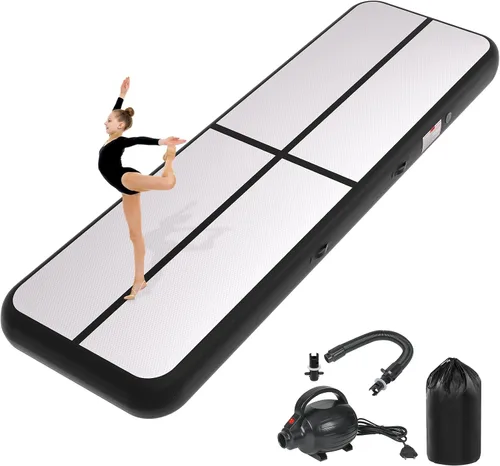 Vista 11 de Colchoneta inflable de gimnasia de 6, 10, 13, 16, 20 pies, 4/8 pulgadas de grosor, con bomba de aire eléctrica para uso doméstico, entrenamiento