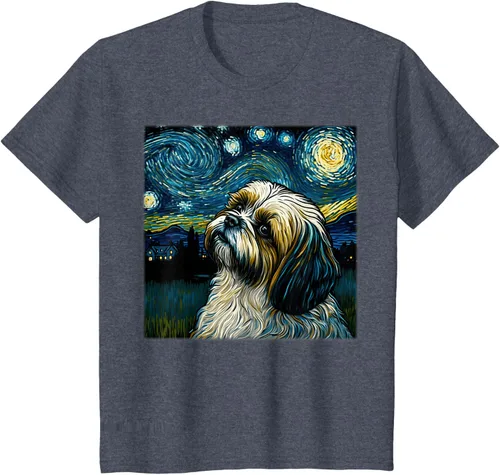 Vista 83 de Camiseta Surrealism Starry Night Shih Tzu Dog