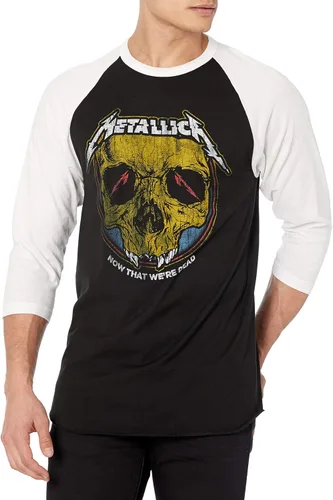 Vista 4 de Metallica Camiseta de béisbol raglán Now That Were Dead para hombre NegroBlanco