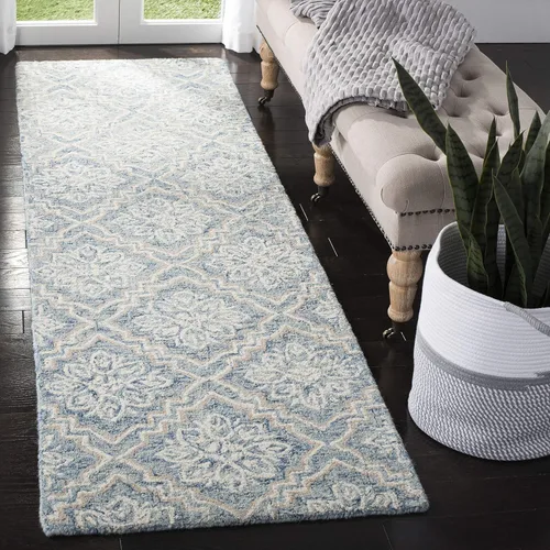 Vista 6 de SAFAVIEH Abstract Collection - Alfombra decorativa, 2 x 3 pies, azul y gris, lana hecha a mano, ideal para zonas de alto tráfico en entrada, sala