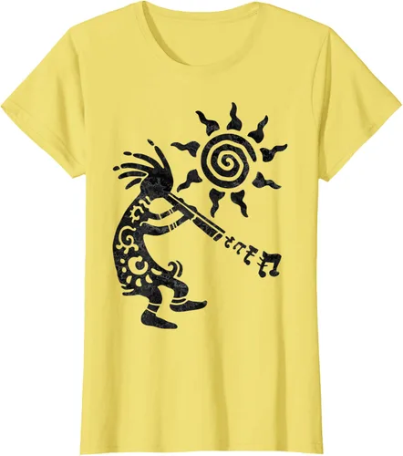 Vista 34 de Native American Kokopelli Musican With Flute 2 - Camiseta divertida para fanáticos, Blanco, S