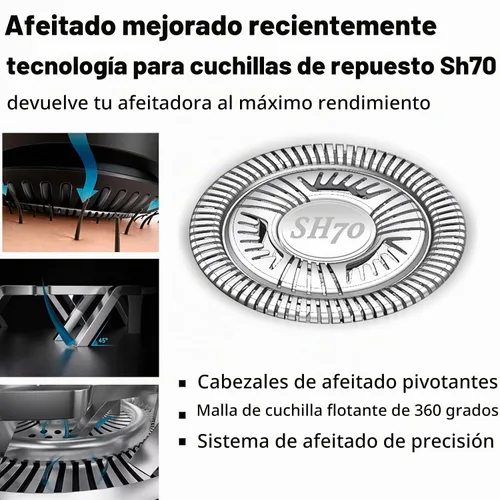 Vista 4 de SH71 Cabezales de repuesto para todas las series 7000 9000 y series 5000 angular, malla de doble anillo para afeitado eficiente, se adapta a