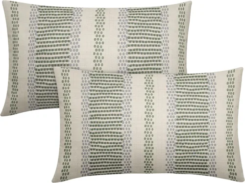 Vista 61 de Juego de 2 fundas de almohada negras y azules con rayas de puntos grises, decorativas para exteriores, estilo boho rústico, para sofá, cama, cojín