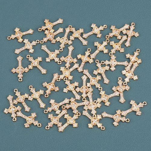 Vista 4 de 30 dijes de cruz de diamantes de imitación para hacer joyas, bricolaje, collares, pulseras