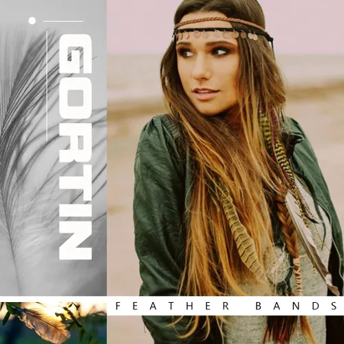 Vista 6 de Gortin Diademas de plumas bohemias de plumas indias marrones tocado hippie diadema bohemia para festivales fiesta accesorio para el cabello