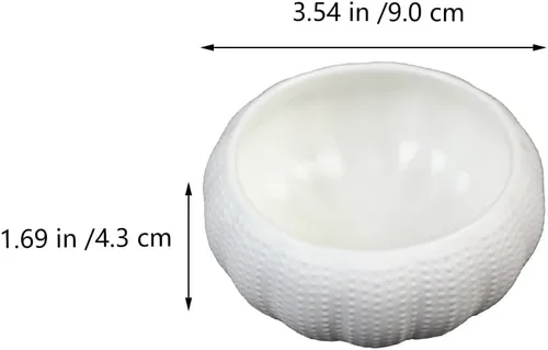 Vista 2 de Hemoton Cuenco de cerámica para erizos de mar, 3.54 pulgadas, mini tazón de condimento de cocina para salsa de soja, caviar, condimentos, pequeña