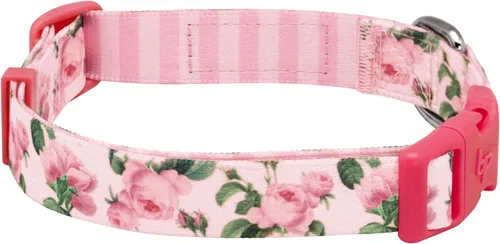 Vista 4 de Blueberry Pet Collar de perro floral rosa, tamaño mediano ajustable, cuello de 14.5 a 20 pulgadas, collar impreso para mascotas para perros medianos