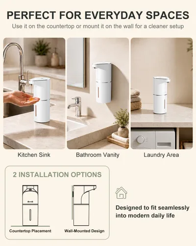 Vista 9 de Fantictas Dispensador automático de jabón líquido, 3 niveles para cocina y Blanco