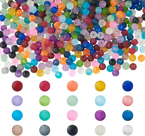 Vista 24 de Craftdady - 500 piezas de cuentas de vidrio redondas de 4 mm esmeriladas transparentes con cristal mate. Cuentas de vidrio esféricas pequeñas y 20