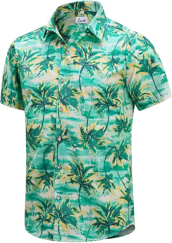 Vista 26 de EUOW - Camisas hawaianas para hombre de manga corta con botones, estampadas para la playa y el verano