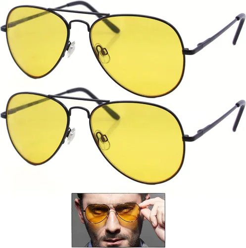 Vista 2 de 2 gafas de sol de conducción nocturna visión seguridad disparar amarillo piloto gafas marco deportes