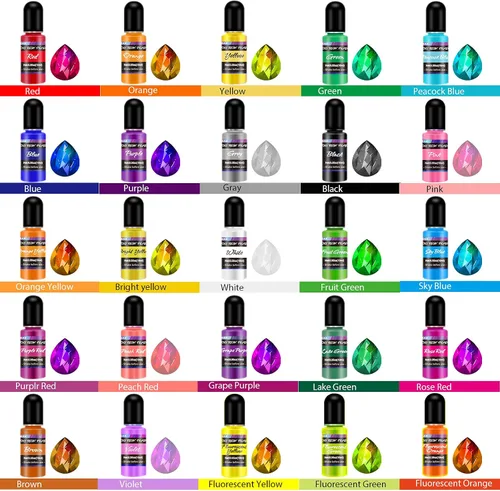 Vista 2 de M.A.K - Pigmento de resina epoxi, 27 botellas de tinte líquido transparente, colorante de resina de alta concentración para manualidades, coloración