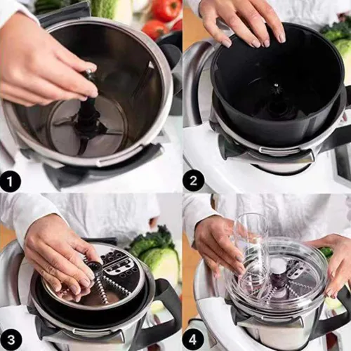 Vista 7 de Cortador de verduras adecuado para Thermomix TM6/TM5, pelador multifuncional compatible con accesorios Thermomix (Juego de cortador grueso + fino)