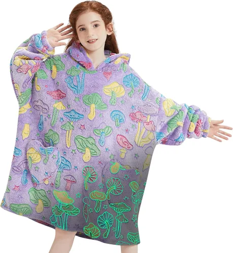 Vista 11 de Mewkou Manta con Capucha Portátil para Niños Sudadera con Capucha de Sherpa Extra Grande para Niños, Niñas y Niños Pequeños de 2 a 6 años