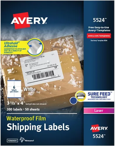Vista 14 de Avery Etiquetas de envío duraderas e impermeables con tecnología Sure Feed, 3-1/3 x 4 pulgadas, blancas, compatibles con láser, 300 etiquetas