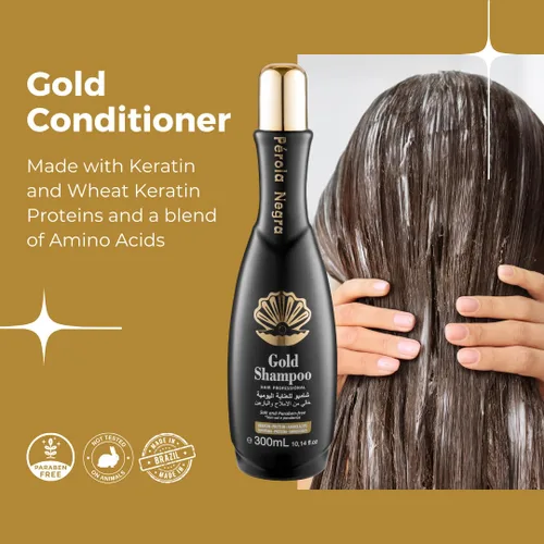 Vista 6 de PÉROLA NEGRA Gold Therapy Home Care Acondicionador, para todo tipo de cabello - 10.14 Fl.Oz