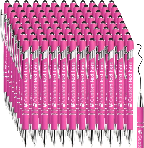 Vista 14 de Amlion Bolígrafos personalizados a granel, bolígrafos personalizados con lápiz capacitivo con nombre, mensaje y logotipo grabado, regalo