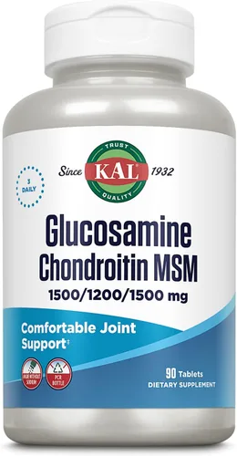 Vista 7 de KAL Glucosamina condroitina MSM, suplemento de apoyo articular para mujeres y hombres, 1500 mg de sulfato de glucosamina, 1200 mg de condroitina