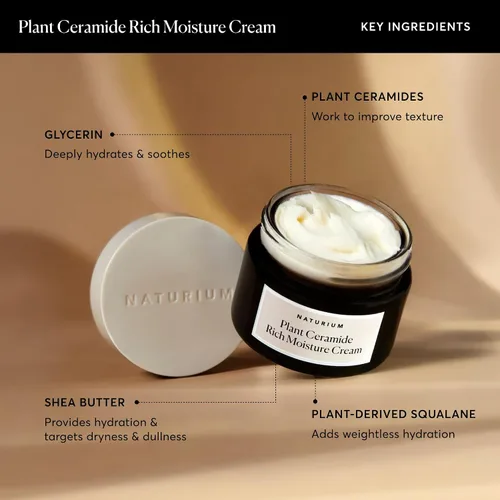Vista 5 de Crema de Humectación Rica en Ceramidas de Plantas Naturium, Cuidado Hidratante y Antiedad para la Piel, 48 ml