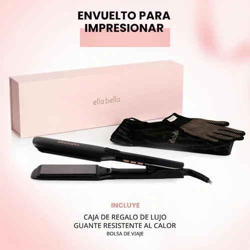 Vista 6 de ELLA BELLA® Plancha plana de titanio para alisar el cabello (con infrarrojos) • Alisador de pelo profesional • Pantalla digital para controlar