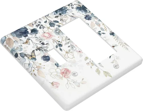 Vista 78 de Decorative Outlet Covers Blue Background White Cat Daisy Floral 2-Gang 1-Gang Wall Plate Single Toggle/Rocker Farmhouse Style Light Switch Covers