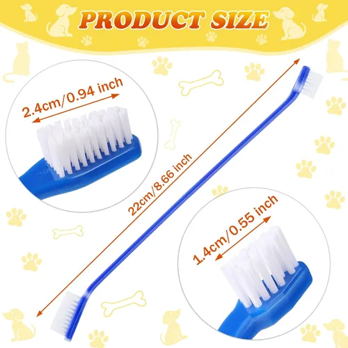 Vista 2 de Nuogo - 200 cepillos de dientes para perros, mango largo de doble cabeza, 8 colores, gatos y perros Bulk 200 Pack, fits large and small breeds
