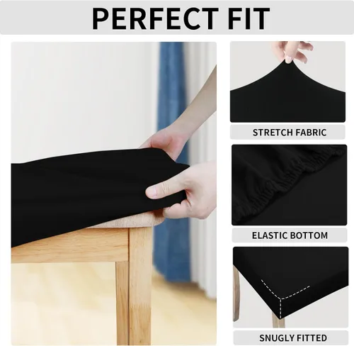 Vista 6 de Easy-Going Fundas de asiento 100% impermeables para sillas de comedor, juego de 2, fundas elásticas para asientos de silla, protector deslizable