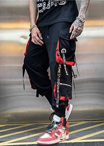 Vista 2 de HONIEE Pantalones deportivos hiphop punk para hombre