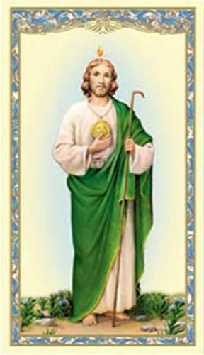 Vista 2 de Christian Brands Tarjeta sagrada religiosa de San Judas, tarjeta de cartulina con oración a San Judas en la parte posterior (paquete de 10)