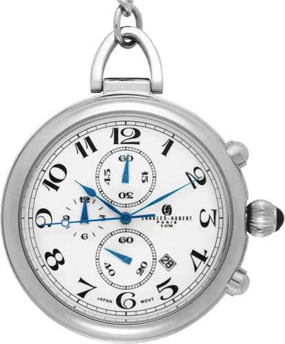 Vista 4 de Charles-Hubert, Paris Reloj de bolsillo de cuarzo de acero inoxidable, Reloj de cuarzo, cronógrafo, mecánico
