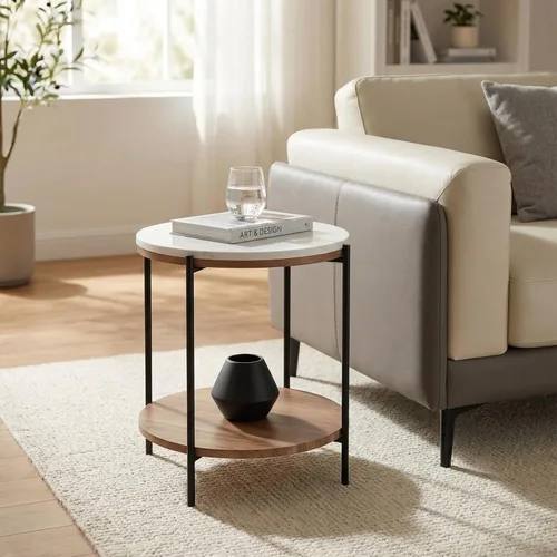 Vista 11 de Relso Aurora - Mesita de noche de madera maciza con estante abierto, mesa de noche con acabado negro, mesa auxiliar para dormitorio, sala de estar