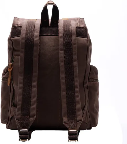 Vista 3 de Berchirly Mochila de cuero de lona casual vintage mochila de viaje Café
