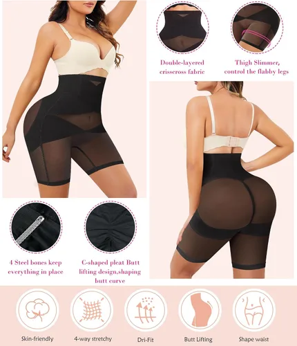 Vista 2 de Nebility Entrenador de cintura alta con control de abdomen para mujer