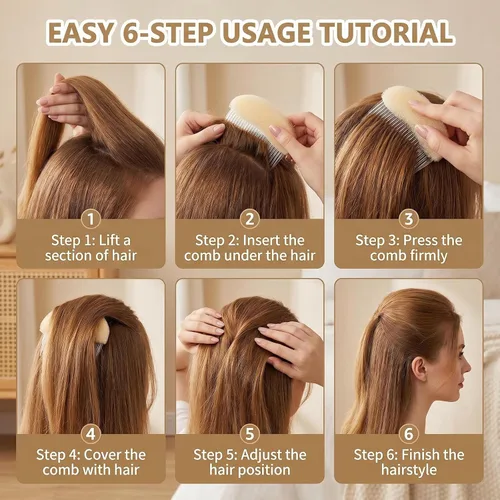 Vista 5 de ericotry Peine para el cabello, 2 piezas encantadoras inserciones de volumen para decoración del cabello, peine de esponja de espuma, herramienta
