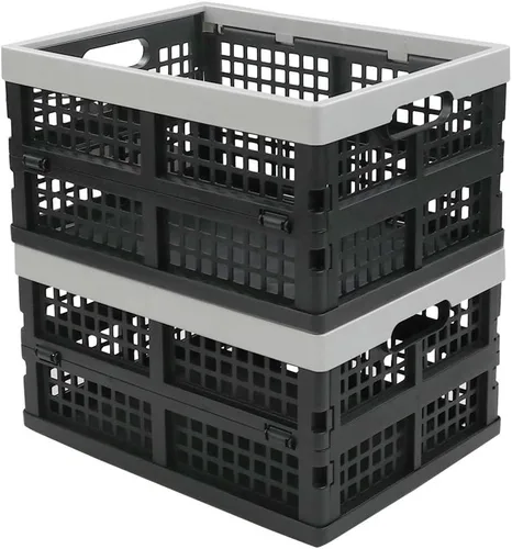 Vista 3 de Cajones de almacenamiento plegables de 16 litros/cesta de almacenamiento apilable, juego de 2