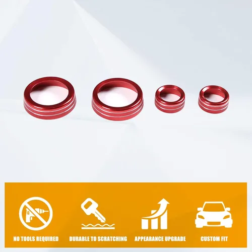 Vista 5 de Cobertura de Botón de Perilla de Volumen de AC para Consola Central Compatible con Chevrolet Corvette C7 2014-2019 Aleación de Aluminio Cobertura