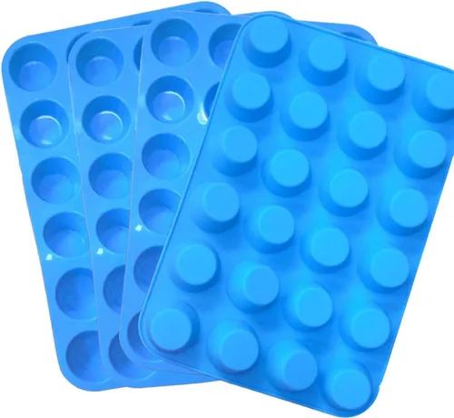 Vista 9 de Qtopun Mini molde de silicona para magdalenas, 4 unidades de 24 tazas de molde de silicona para hornear, moldes de silicona para magdalenas