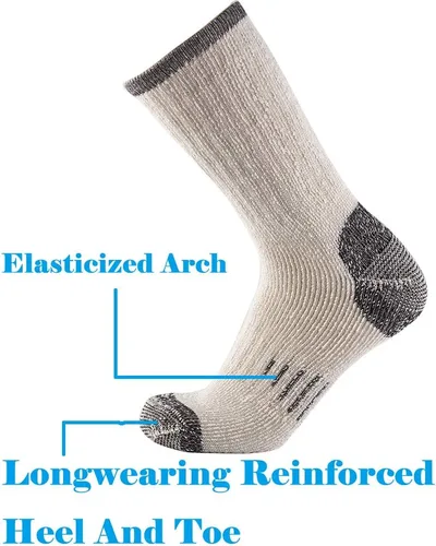 Vista 4 de Calcetines de lana merina para hombre, calcetines deportivos cálidos para hombre, adecuados para senderismo, senderismo, campamento..