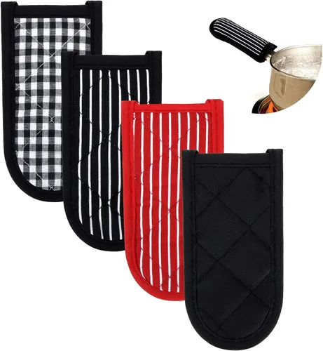 Vista 8 de Patelai 4 fundas para mango de sartén de hierro fundido, fundas resistentes al calor, funda para sartén caliente, soporte antideslizante