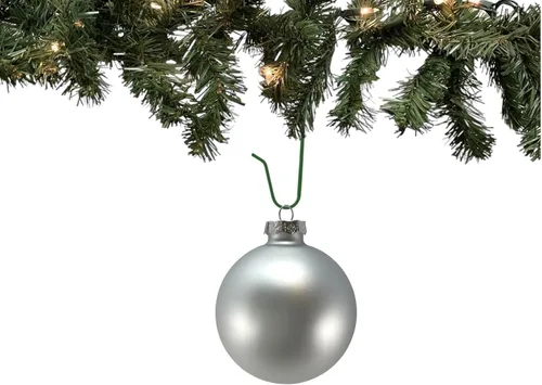 Vista 4 de Juego de 6 adornos navideños de cristal plateado brillante y mate de 3 pulgadas