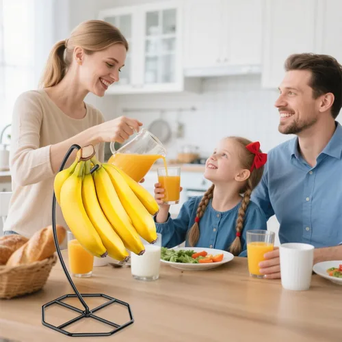Vista 8 de Beesini Paquete de 2 colgadores de plátano, soporte de metal para plátano, soporte para plátanos, soporta hasta 15 libras de plátano o uva, estante