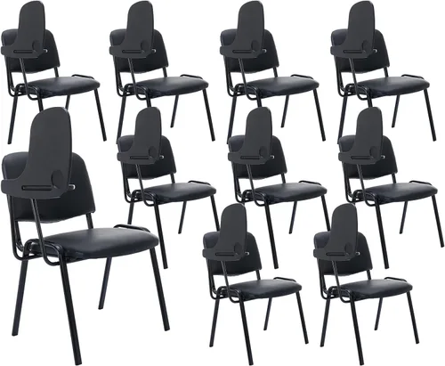Vista 10 de Shunzhi Juego de 5 sillas de sala de espera apilables para sala de conferencias, silla de invitados con brazo para tableta para sala de descanso