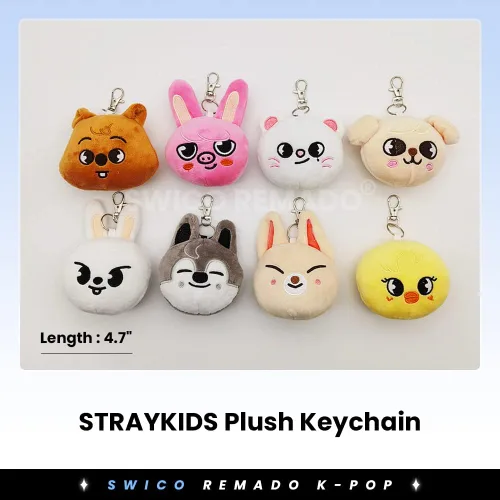 Vista 2 de Swico Remado Kpop - Llavero de dibujos animados lindo llavero de coche colgante de mujer bolso cartera colgantes Stray SKZ Kids