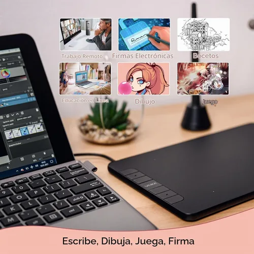Vista 8 de VEIKK Tableta de dibujo VK640, tableta OSU de 6x4 pulgadas con lápiz óptico sin batería Digital Graphics Tablet for Android Windows Mac Chrome