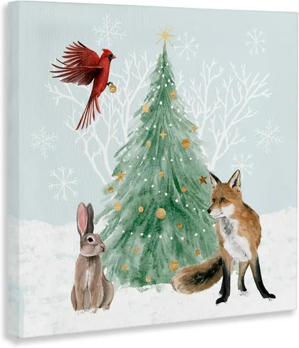 Vista 3 de Stupell Industries Árbol de Navidad decorado con copos de nieve, diseño de Grace Popp Placa de pared