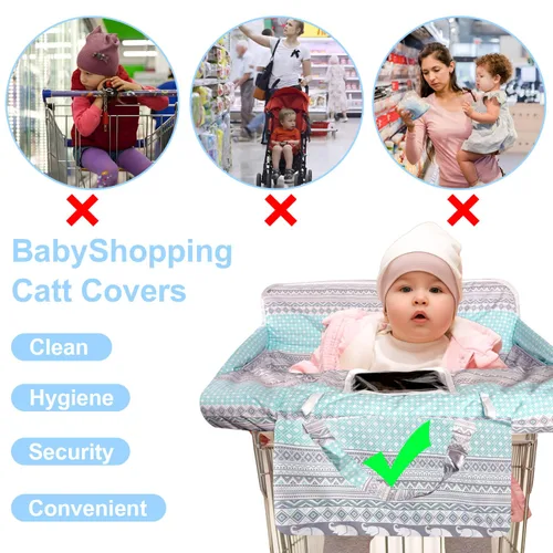 Vista 4 de Funda para carrito de compras para bebé 2 en 1 Funda para silla alta con arnés de seguridad Multifuncional Patrón de dinosaurio Cubiertas de carrito