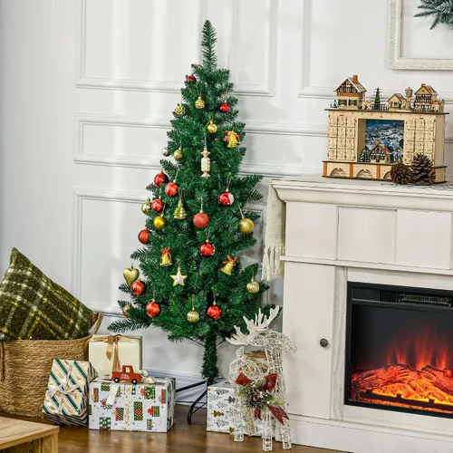 Vista 2 de HOMCOM Árbol de Navidad artificial de 5 pies con 229 ramas, apertura automática, base de acero, color verde