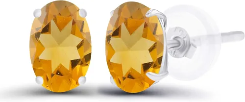 Vista 51 de Aretes ovalados de plata de ley 925 maciza chapados en oro de 0.236 x 0.157 pulgadas con piedra natal genuina para mujer Aretes de tuerca Amatista